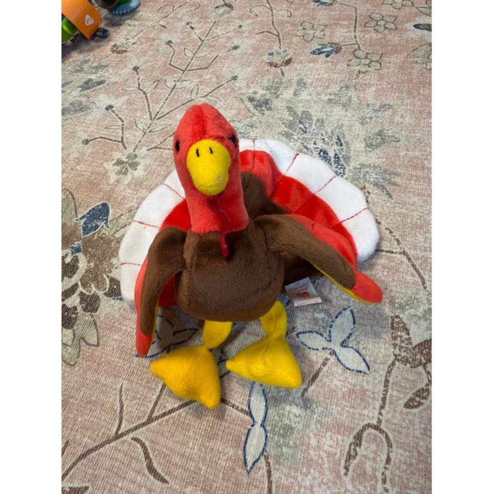 Thanksgiving Fall Vintage Ty Beanie Babies Gobbles Turkey Small Brown Plush Toy
